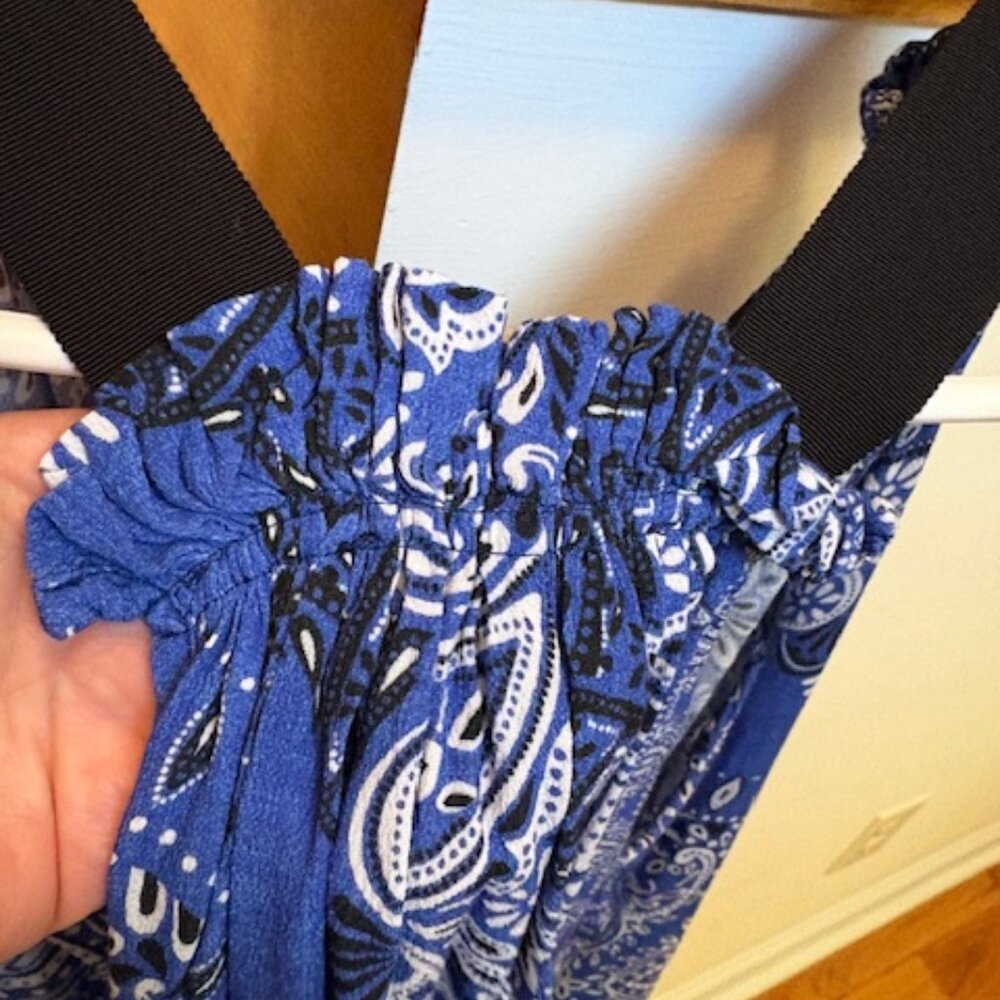 Karen Kane Woven Blue Bandana Print Racerback A Line Sleeveless Top Blouse XL - Picture 5 of 5